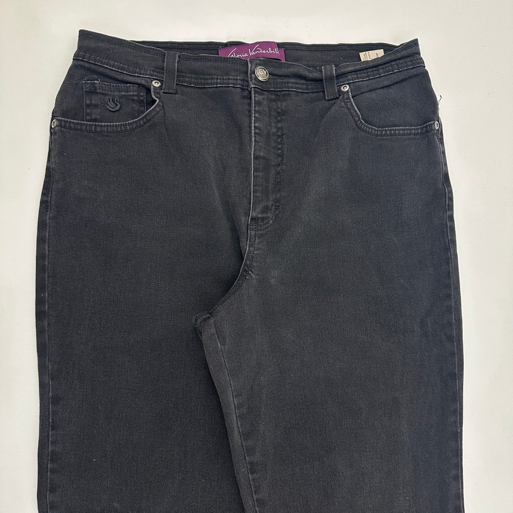 Gloria Vanderbilt Amanda Jeans Womens 14 Black High Rise Straight Leg Denim - Picture 2 of 5